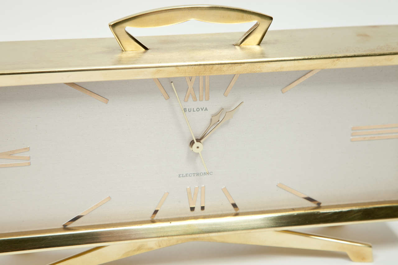Mid-20th Century Brass Desk Clock