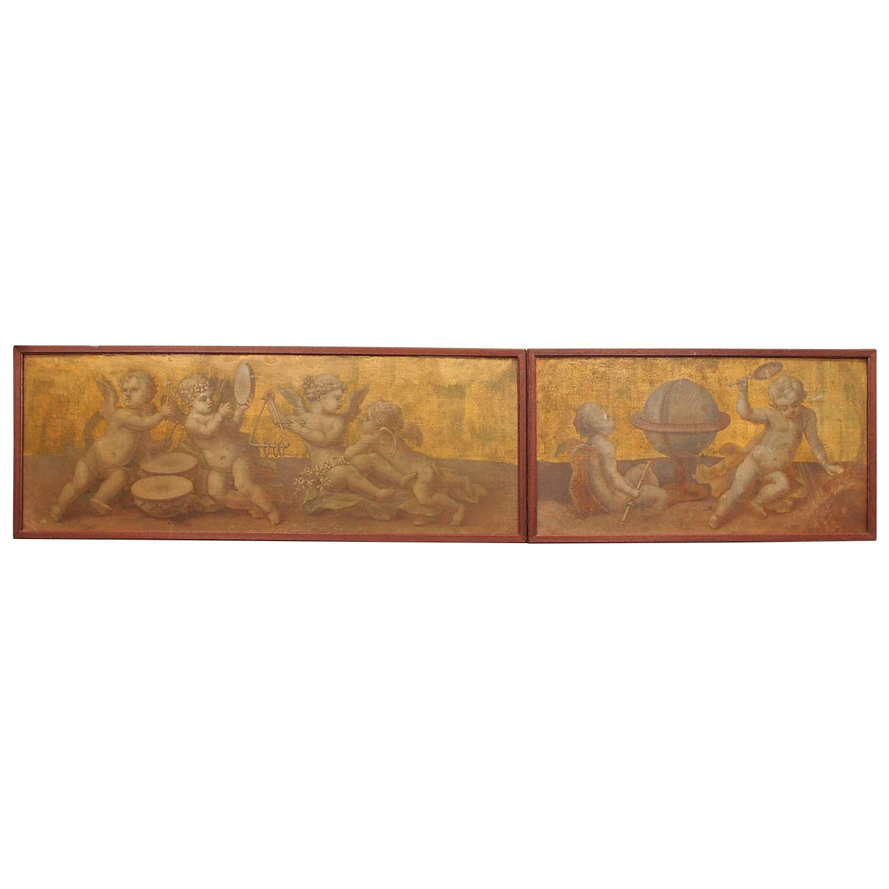 Pair of Allegorical Paintings For Sale
