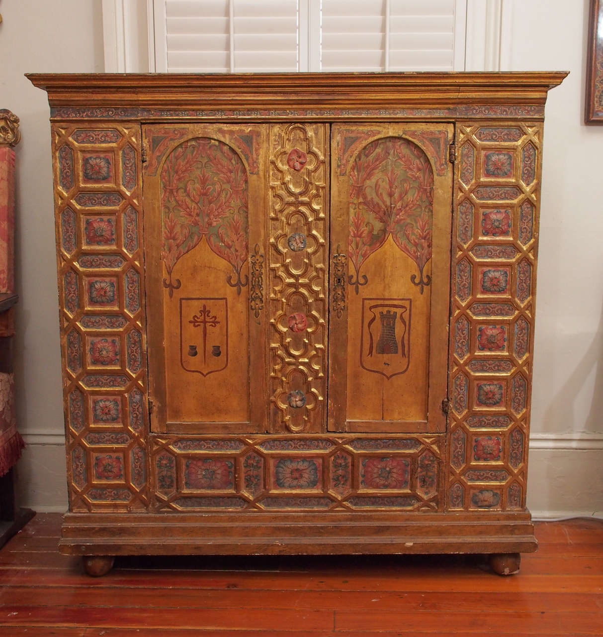 Continental Gilt and Polychrome Cabinet