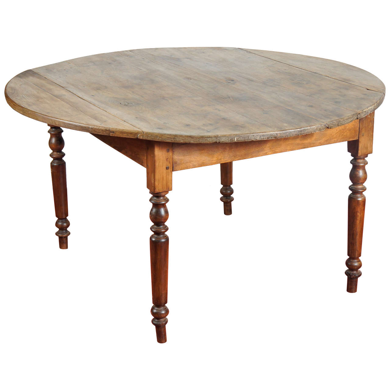 Antique Farm Round Drop Leaf Table At 1stdibs
