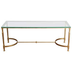 20t-Century Modern Gold-Metal and Glass Coffee Table