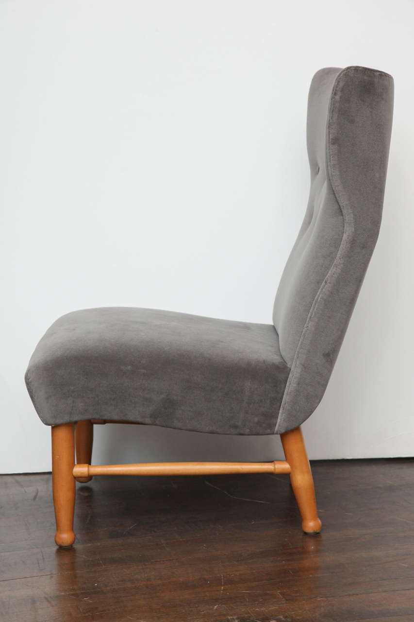 High-Back Slipper Chair by NK, Sweden In Excellent Condition In New York, NY