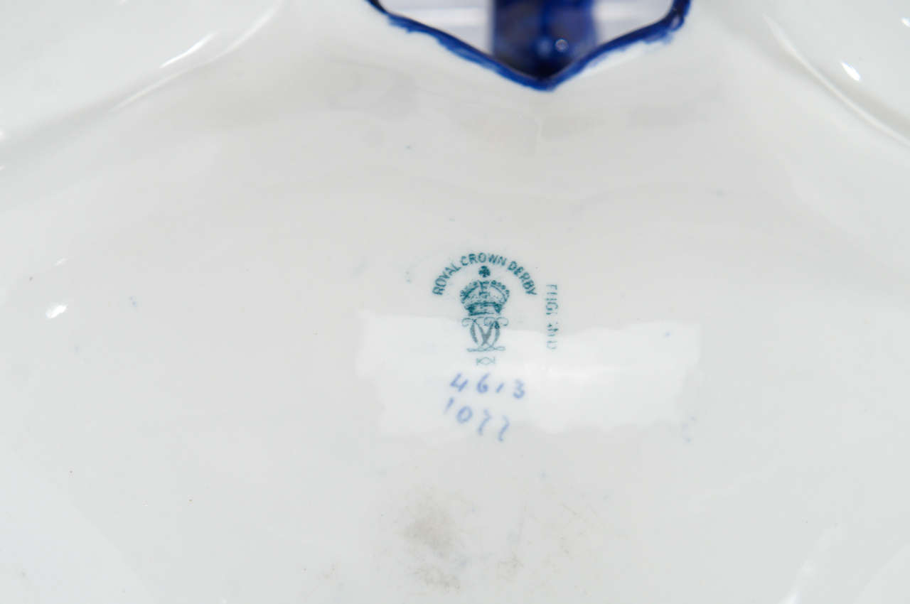 Dreiteiliges handbemaltes W. Dean-Serviergeschirr in Blau und Weiß, Royal Crown Derby im Angebot 2