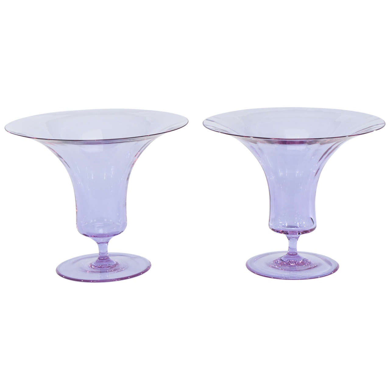 Pair of Signed Moser "Alexandrite" Vases or Centerpieces For Sale