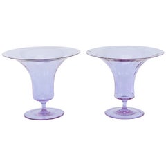 Paire de vases ou centres de table « Alexandrite » signés Moser