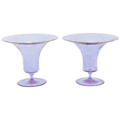 Pair of Signed Moser "Alexandrite" Vases or Centerpieces 4
