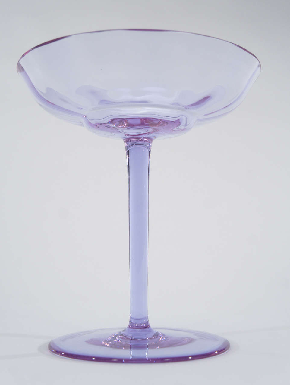 Pair of Signed Moser Alexandrite Footed Compotes and Vases In Excellent Condition For Sale In Great Barrington, MA