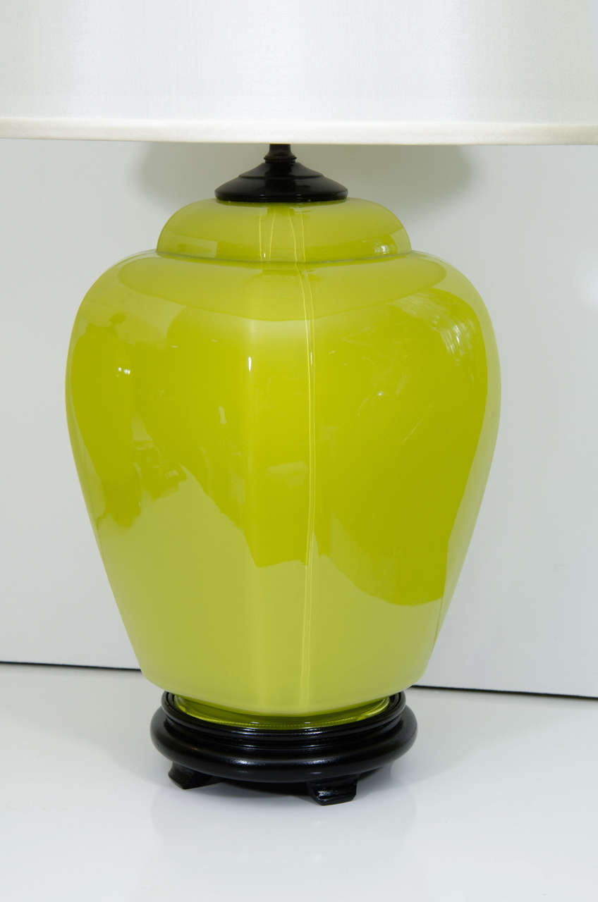 Contemporary Pair of Glass Lamps