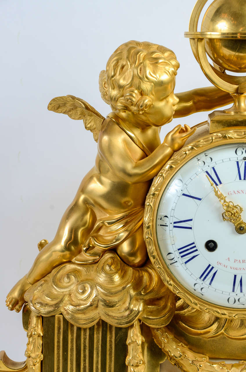 19th Century Gorgeous Gilded Bronze Mantel Clock For Sale