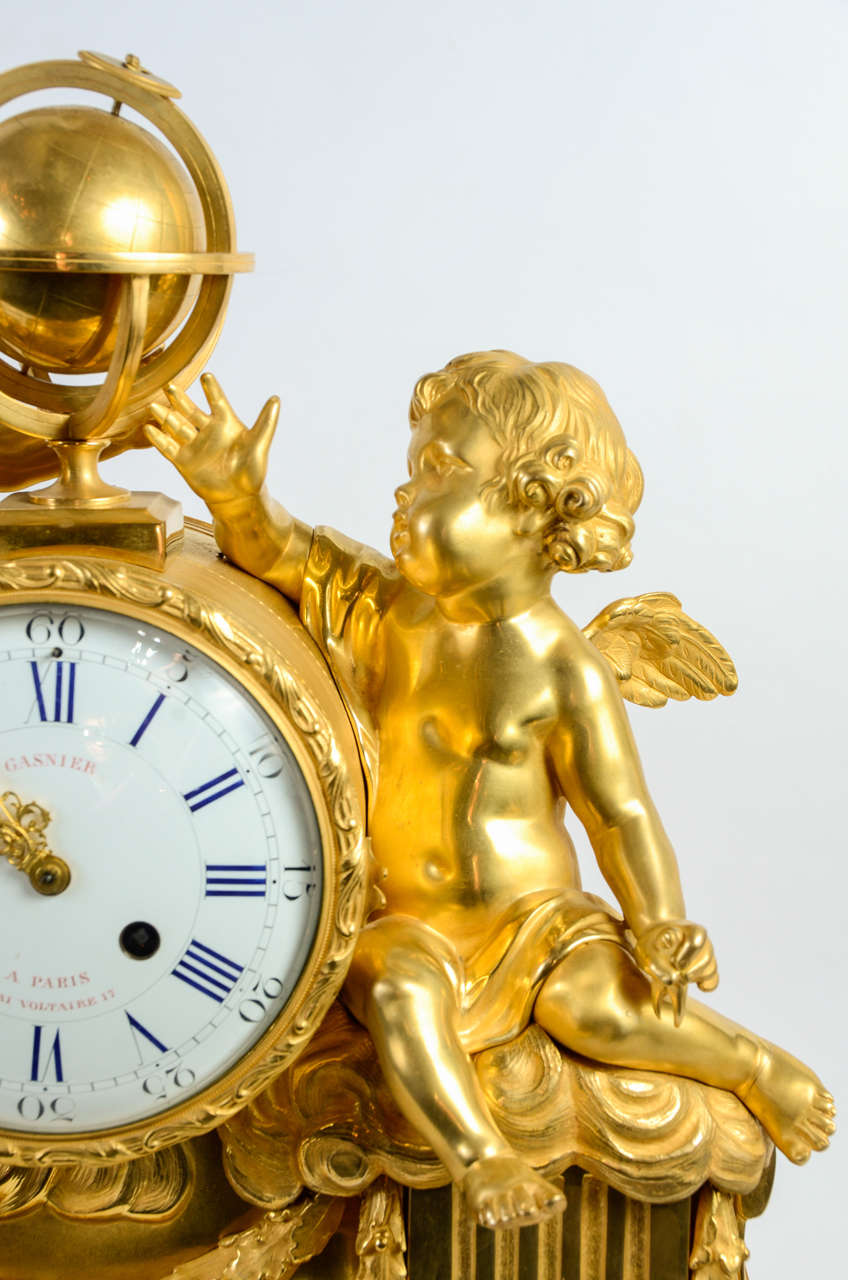 Gorgeous Gilded Bronze Mantel Clock For Sale 1