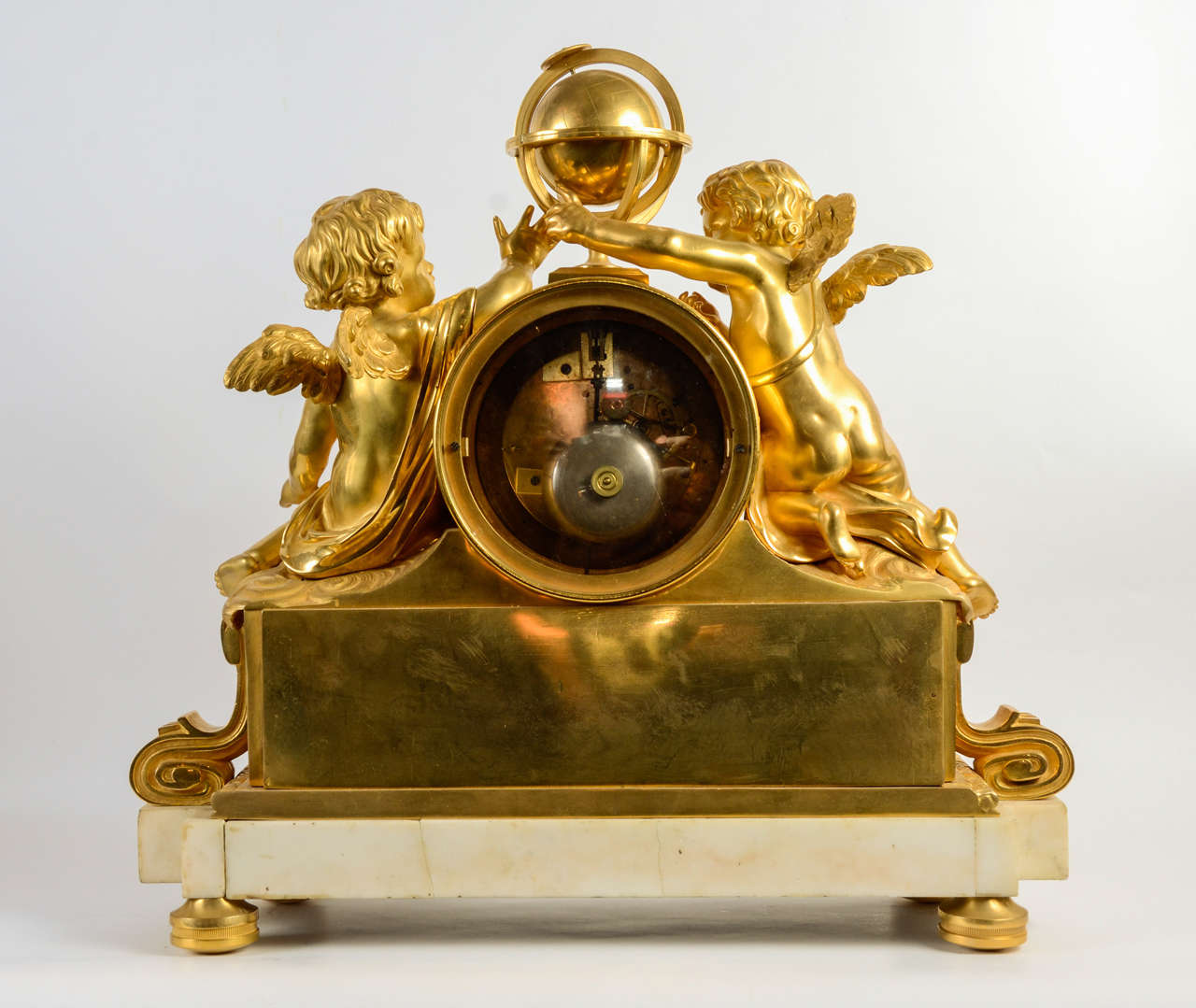 Gorgeous Gilded Bronze Mantel Clock For Sale 2