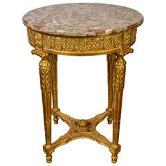 Round Gilded Wood Table