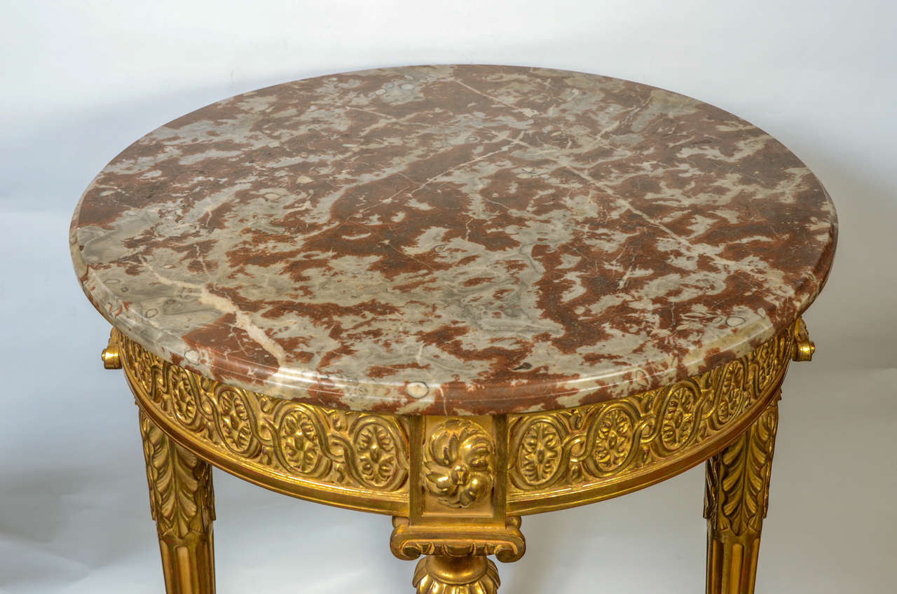 Round Gilded Wood Table For Sale 1