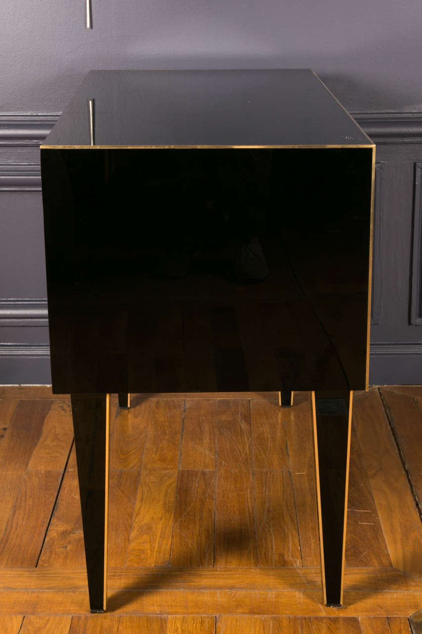  Commode in Brass and Black Mirror 3