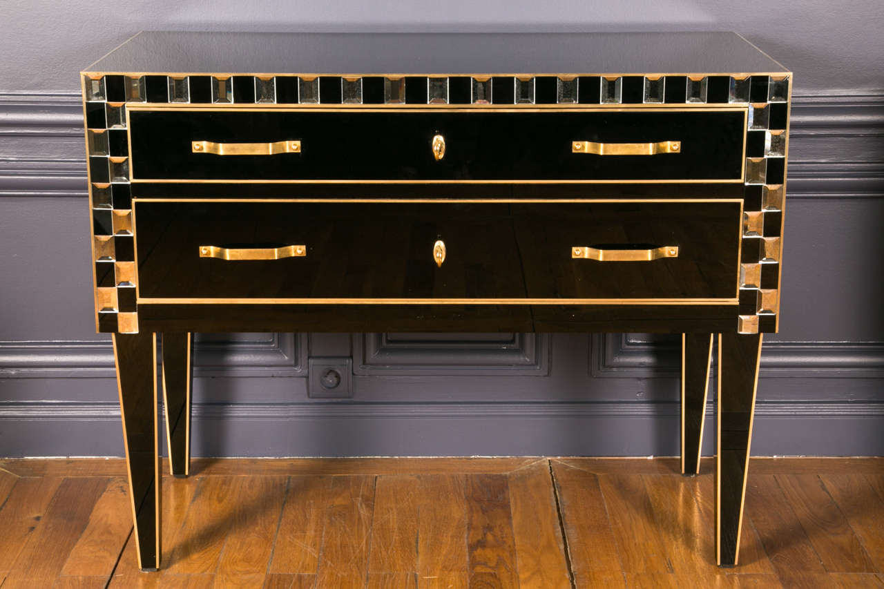  Commode in Brass and Black Mirror 4