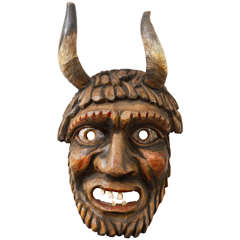 Antique Krampus, Swiss Folk Art Mask