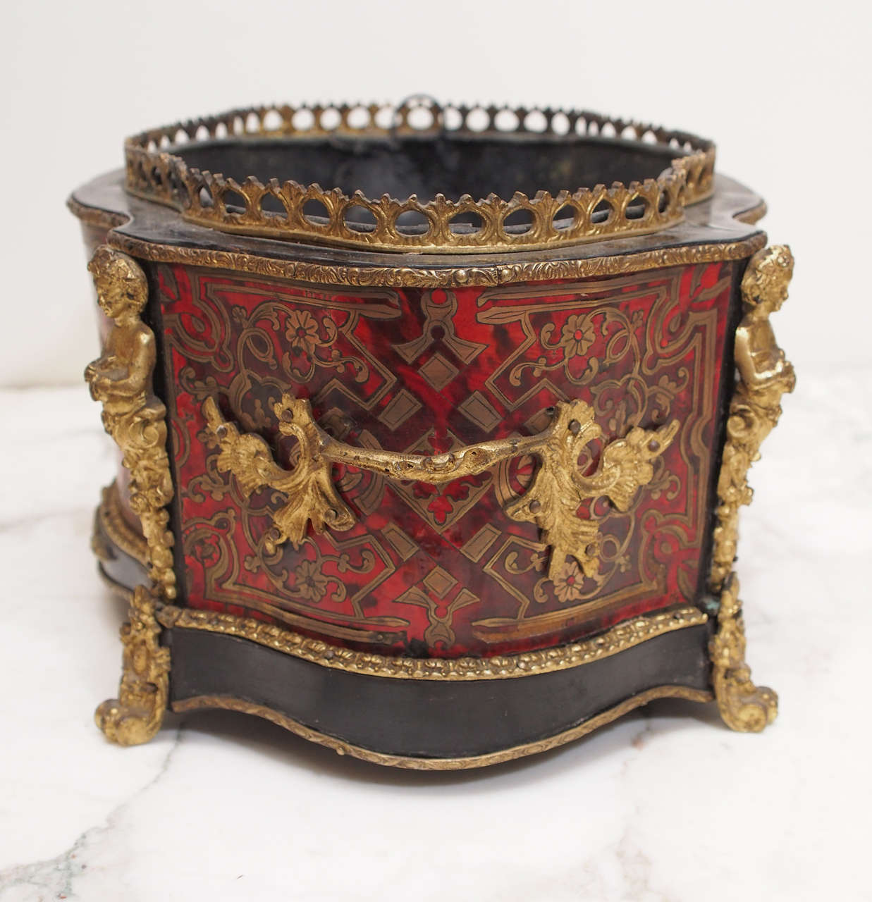 19th Century French Napoleon III Boulle and Gilt Bronze Jardiniere For Sale