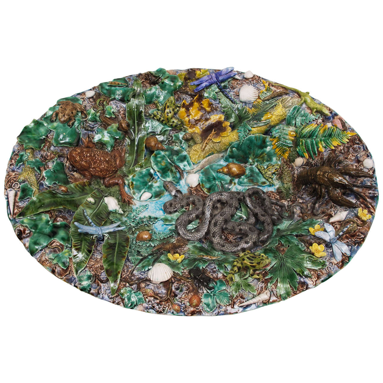 Palissy Style Platter, 20th Century For Sale