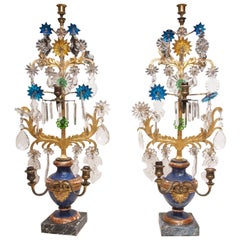 Italian Parcel Gilt and Gilt Iron and Crystal Girandoles