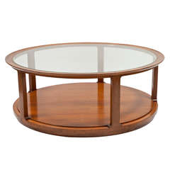20th Century polished 2-tier cherrywood cocktail table