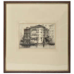 "Ca d'Oro" Etching by Andrew F. Affleck, English Early 20th Century