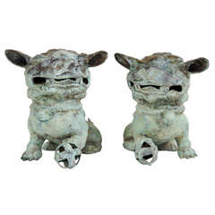 Antique Pair of 19th C. Bronze Fu Dogs