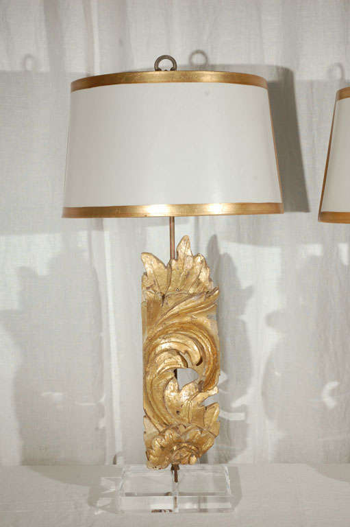 Pair of fragments mounted as lamps