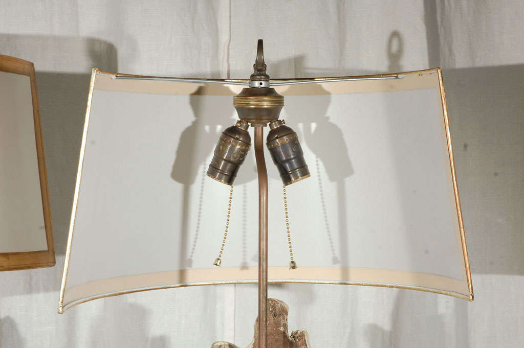 Pair of 19th c fragments mounted as lamps 1