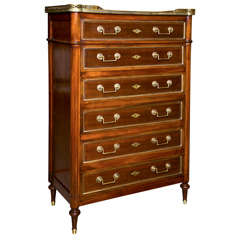 French Louis XVI Style Mahogany Semainier Chest