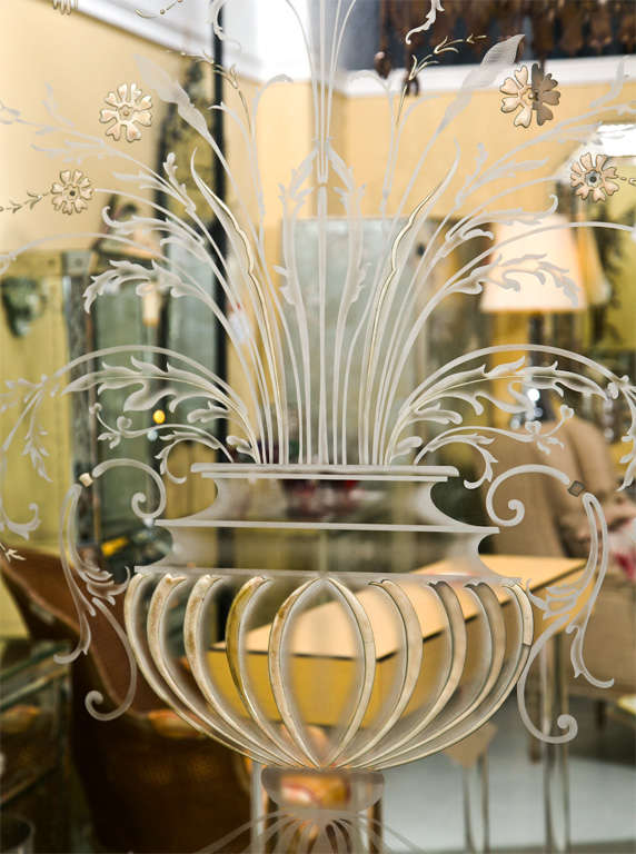Monumental Vintage Etched French Mirror