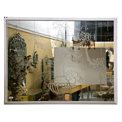 Monumental Vintage Etched French Mirror