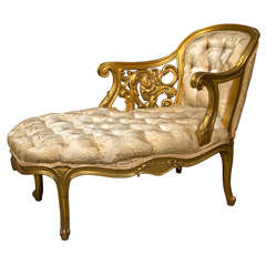 Vintage French Rococo Style Gilt Recamier