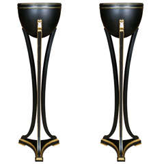 Pair of French Ebonized Plant Stands
