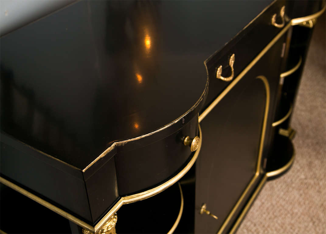 Exceptional French Empire Style Ebonized Server / Sideboard / Credenza by Jansen In Good Condition In Stamford, CT