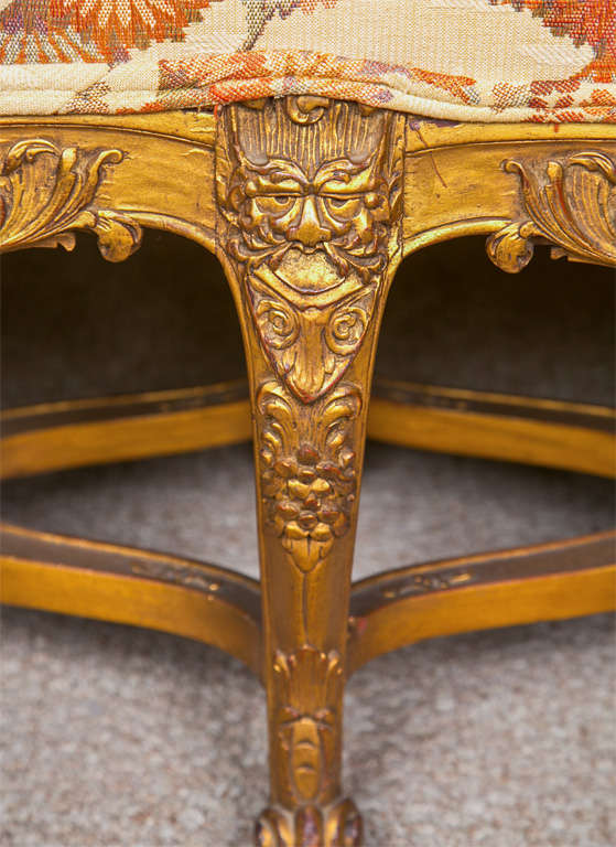 Wood French Louis XV Style Gilt Bench by Jansen