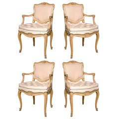 Vintage Set of Four French Louis XV Style Armchairs by Jansen