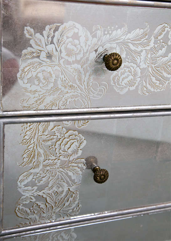 Vintage French Etched and Eglomise Mirrored Commode at 1stdibs