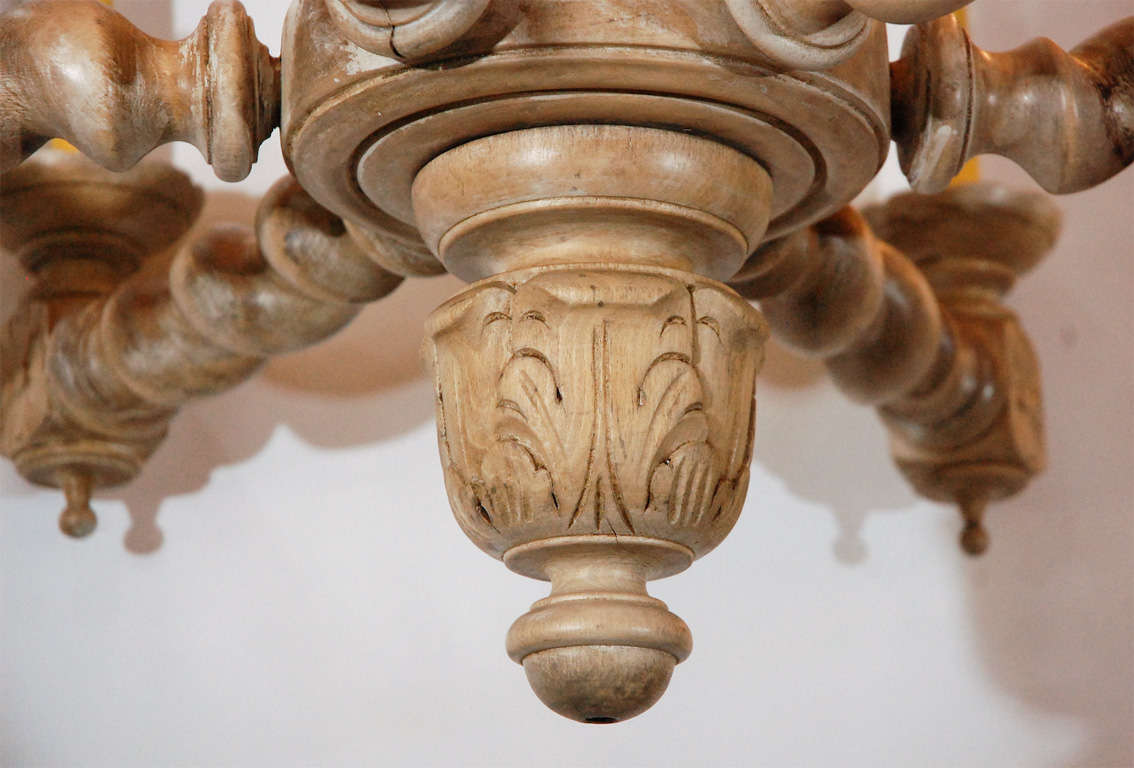 20th Century Carved Light Fixture in Limed Oak For Sale