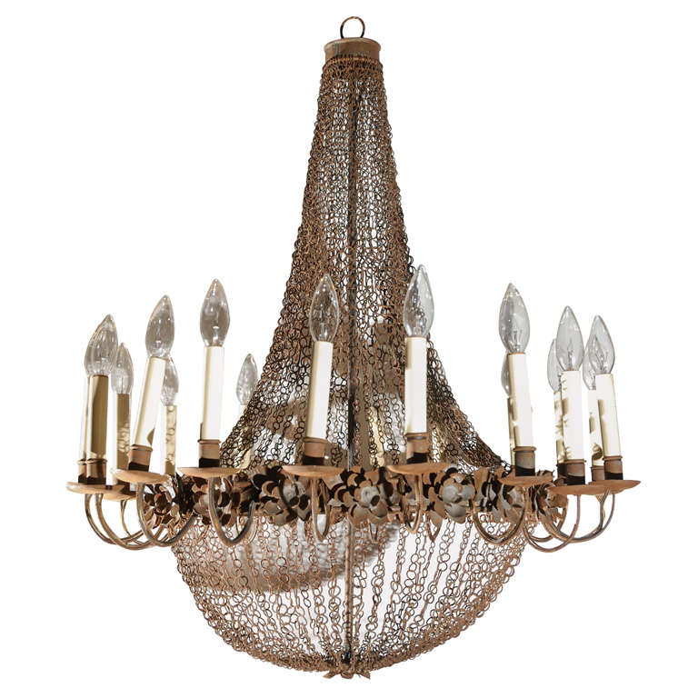 Large 18 Light Wire and Metal Chandelier For Sale at 1stDibs