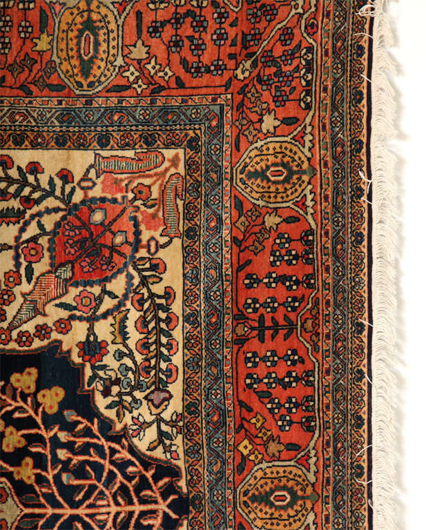 Vegetable Dyed Antique 1880s Persian Sarouk Fereghan Runner Rug, 7x17