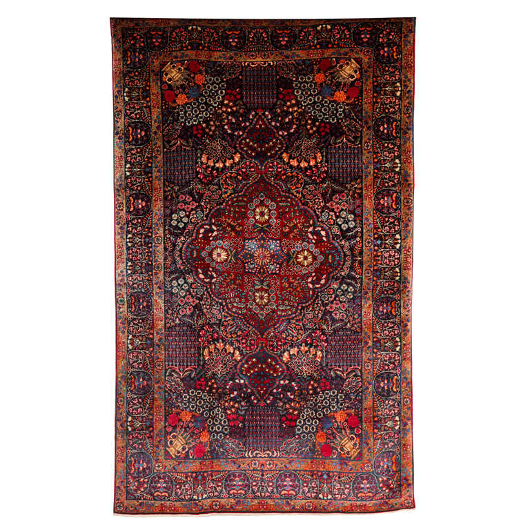 Antique 1890s Persian Amoghli Tabriz Rug, Wool, 5' x 8' For Sale