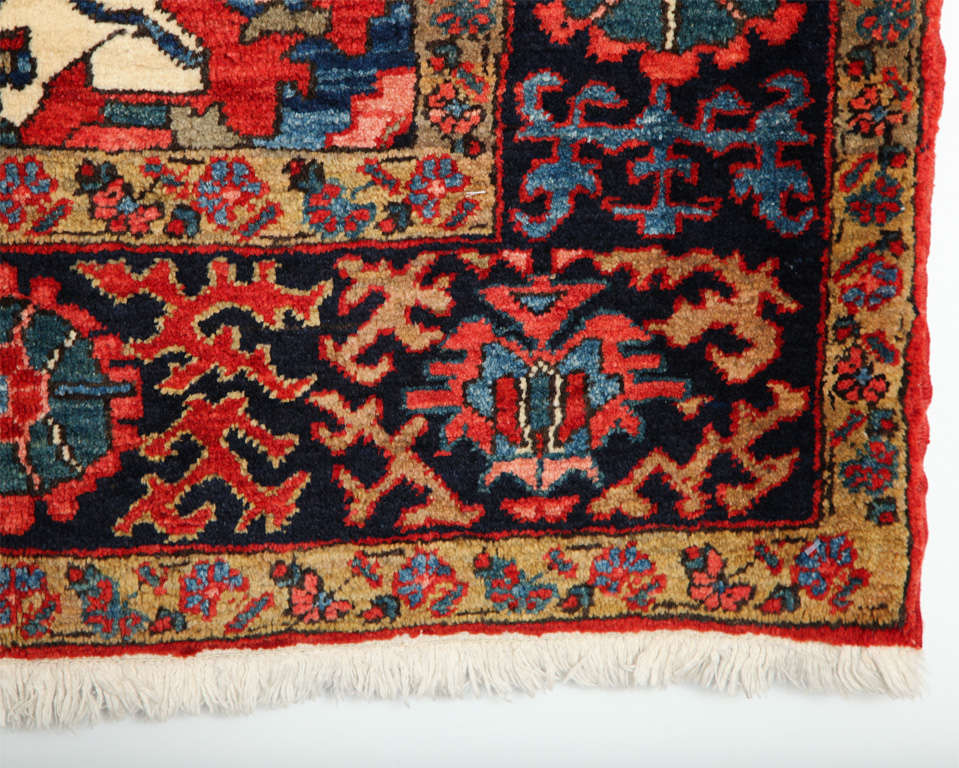 Antique 1920s Persian Heriz Rug, Red & Indigo, 5' x 6' For Sale 1