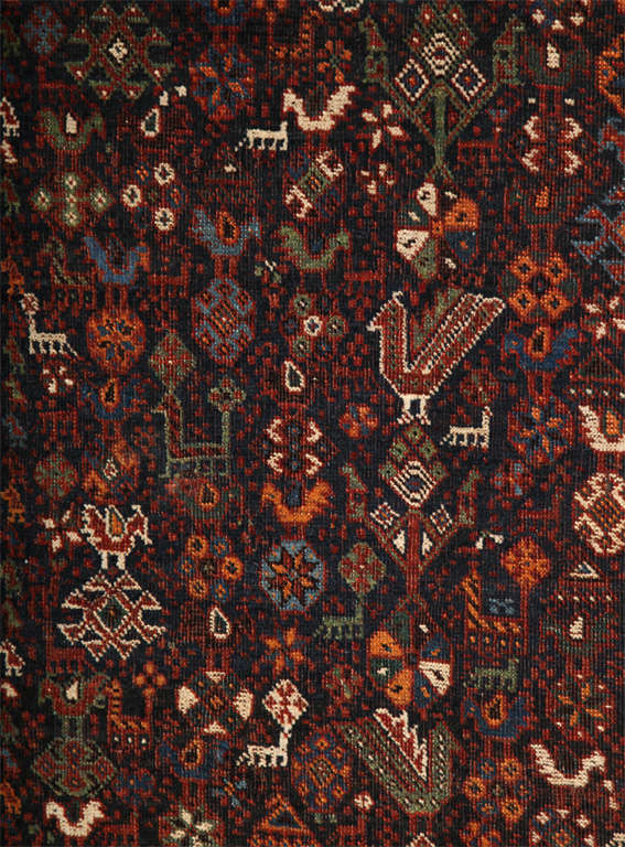 Persian Qashqai Neyriz Carpet circa 1880 with Organic Wool and Dyes 2