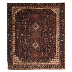 Persian Qashqai Neyriz Carpet circa 1880 with Organic Wool and Dyes