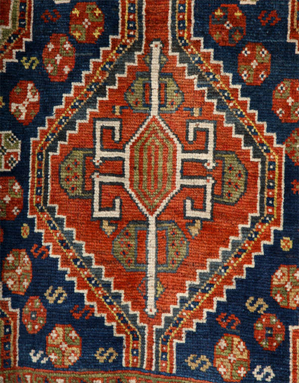 Wool Antique 1900s Persian Qashqai Rug, 5' x 7' For Sale