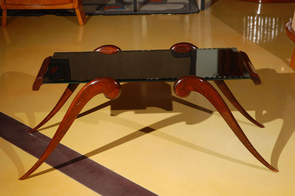 Goat leg coffee table with mirror top.