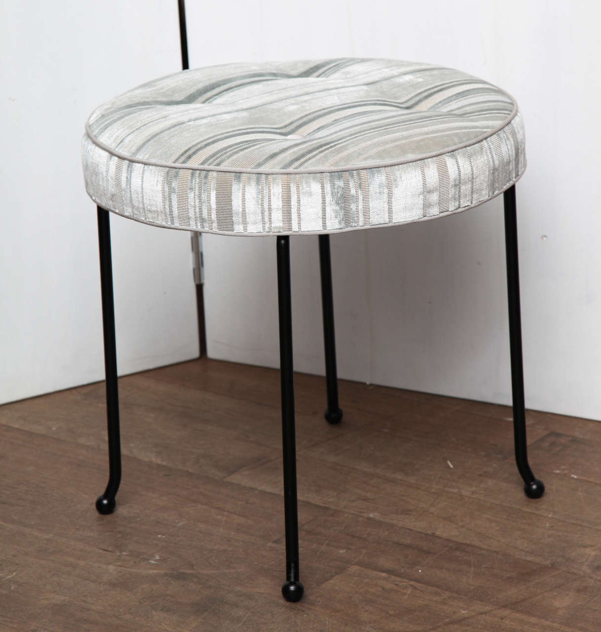 Iron Velvet Upholstered Stool