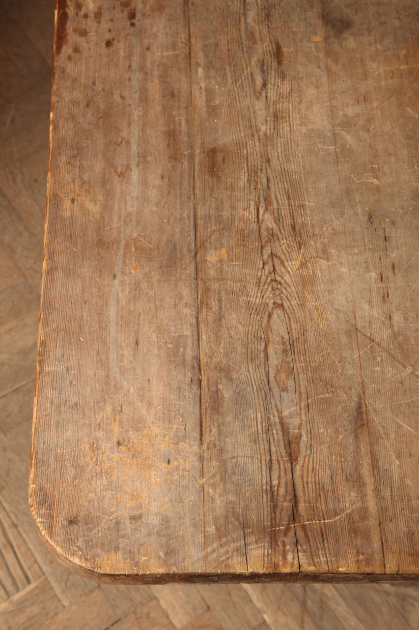 Wood Pine Trestle End Table For Sale