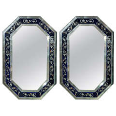 Pair of Octagonal Silver Leaf Mirrors