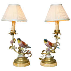 Paire de lampes de table en porcelaine de style Meissen